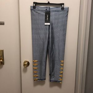 Terez NEW Striped Sailor Capri Leggings, Large